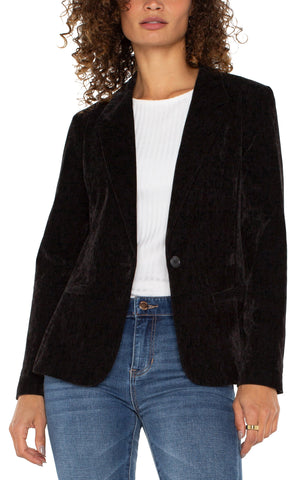 Fitted Velvet Blazer-Black