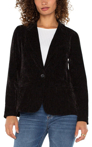 Fitted Velvet Blazer-Black