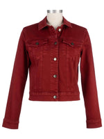 Julia Crop Denim Trucker Jacket-Red