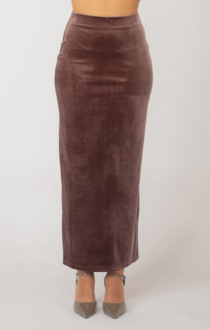 Velvet Maxi Skirt-Chestnut