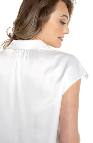 Button Front Dolman Sleeve Blouse-White