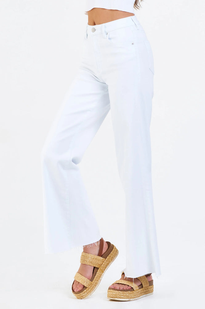 Fiona Mid Rise Wide Leg Jeans-White