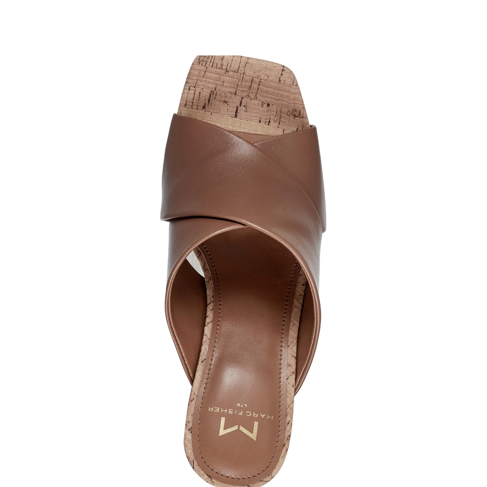 Farlow Platform Slide Sandal-Brown Leather/Cork