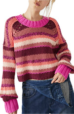 Devon Sweater- Fuchsia Rose Combo