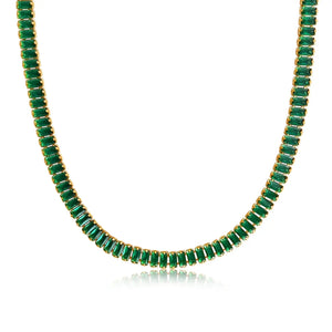 Shayna Baguette Necklace-Emerald
