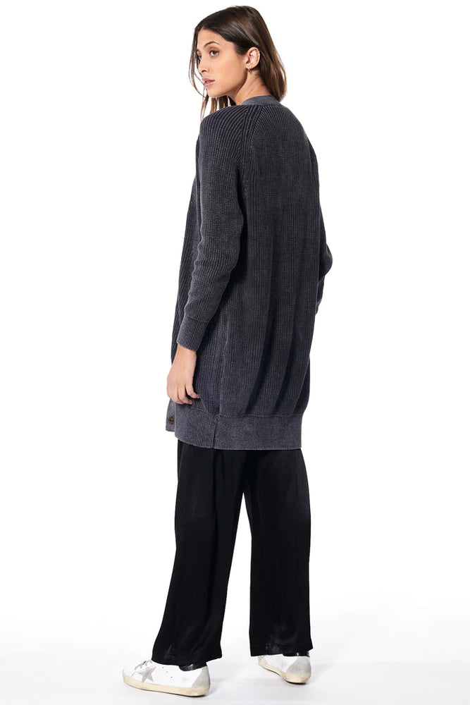 Melene Sweater Dress Cardigan - Black Mineral Wash