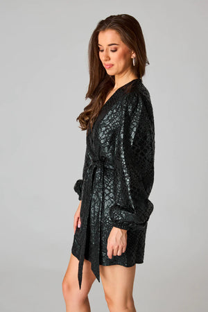 Adeline Short Wrap Dress- Private Jet