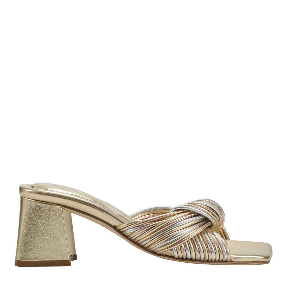 Cherrie Heeled Slide Sandal- Gold Leather