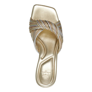 Cherrie Heeled Slide Sandal- Gold Leather