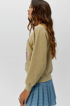 Grateful Dead Skull & Roses Raglan Crew-Khaki