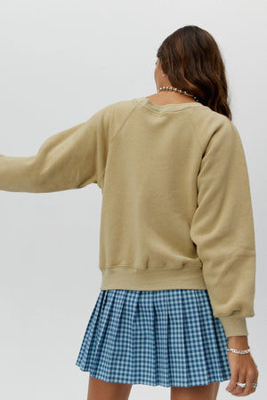 Grateful Dead Skull & Roses Raglan Crew-Khaki