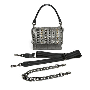 Studded Bar Bag- Pewter