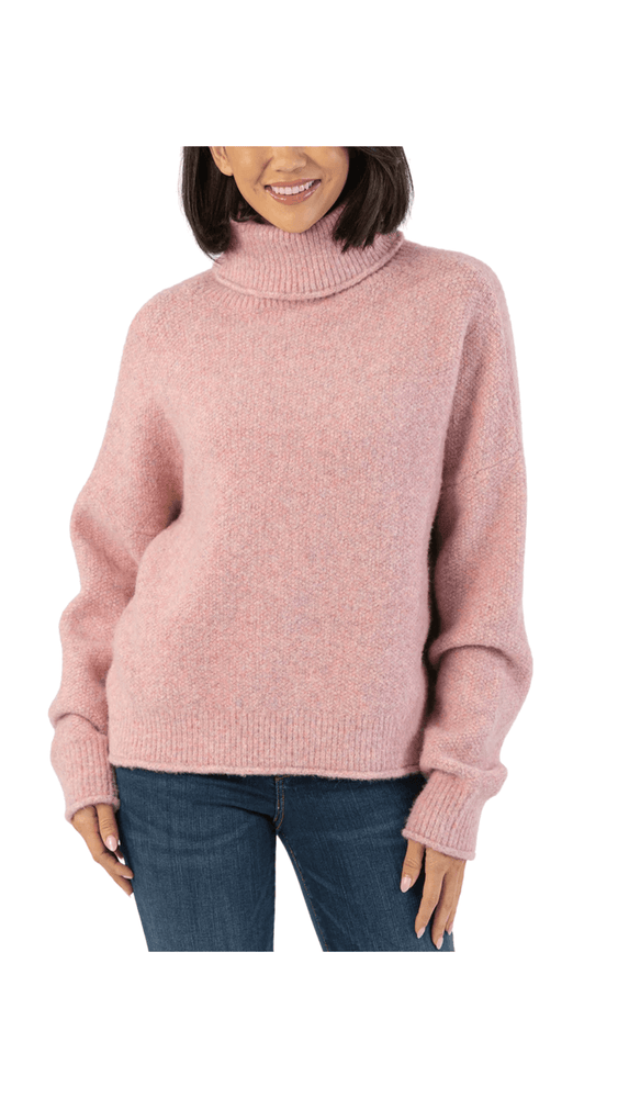 Hailee LS Turtleneck Knit Sweater- Bubblegum Pink