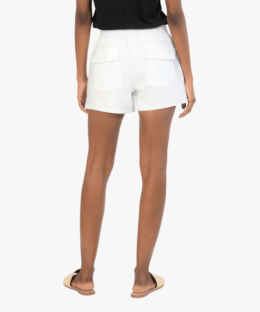 Smocked Drawcord Shorts-White