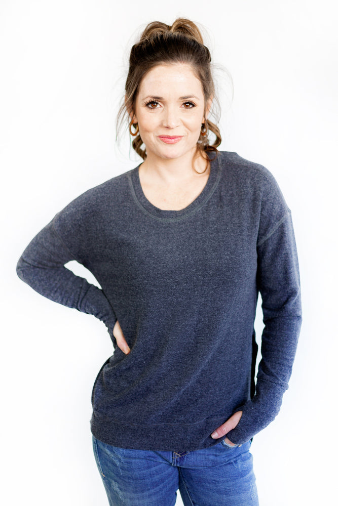 Hi Low Pullover with Thumbholes- Night Sky