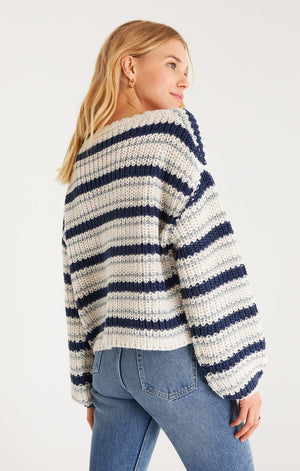 Solange Stripe Sweater- Midnight Blue