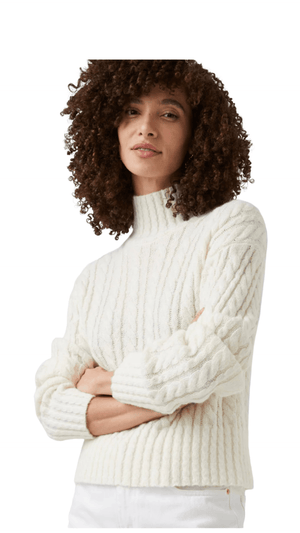 Jacqueline Cable Knit High Neck Jumper- Winter White