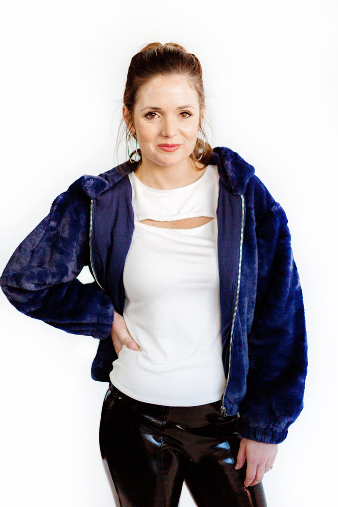Buona Faux Fur Hooded Jacket- Eclipse