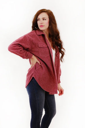 Solid Shacket- Rose/Mauve