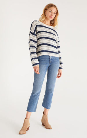 Solange Stripe Sweater- Midnight Blue