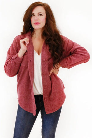 Solid Shacket- Rose/Mauve