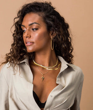 Chelsea Beaded Hoop Earrings- Gold