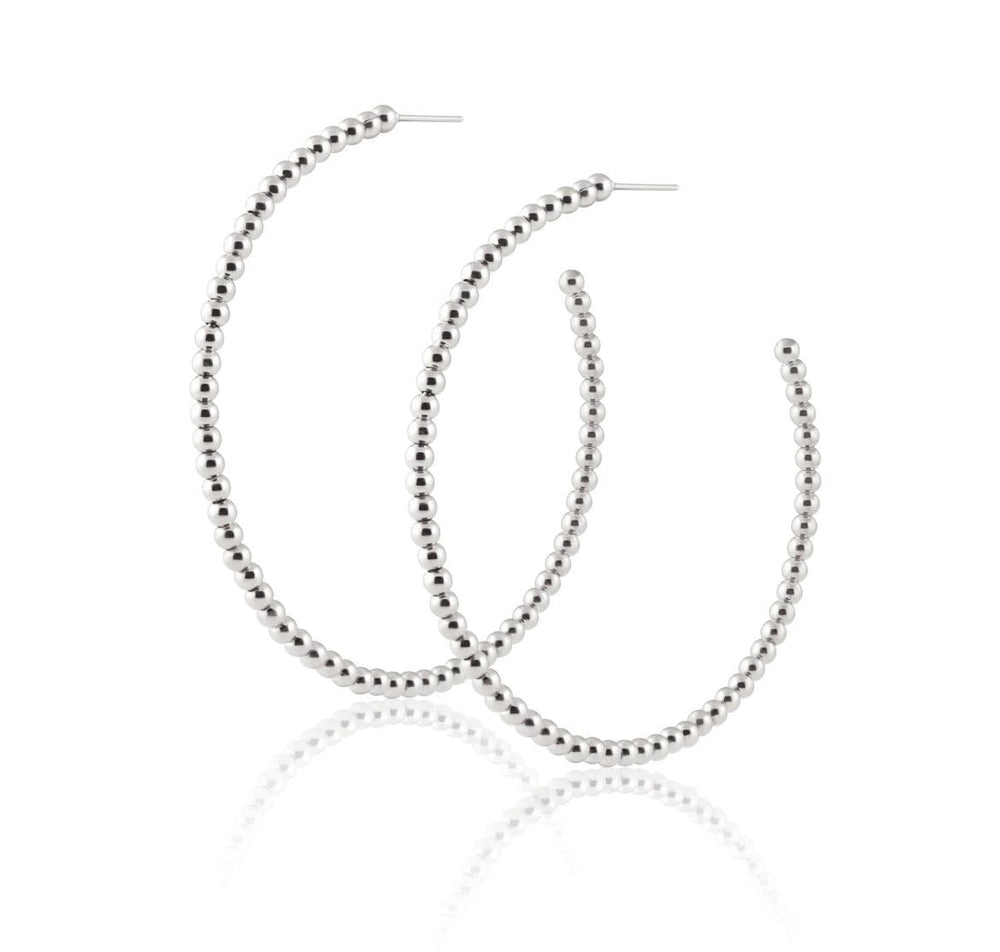 Chelsea Beaded Hoop Earrings- Silver