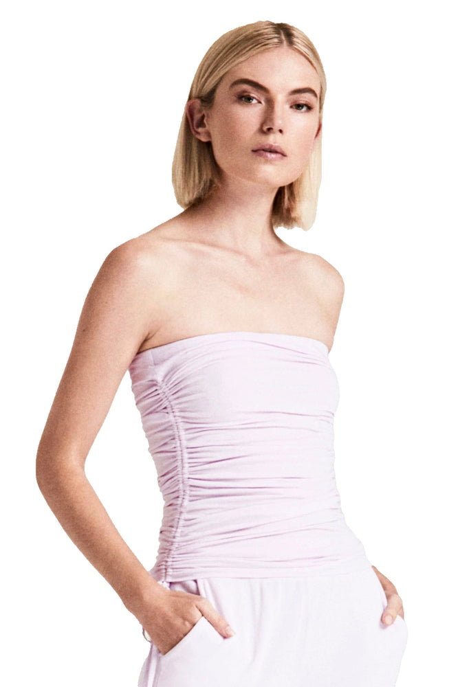 Ruched Strapless Top-Lavender