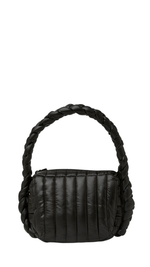 The Kelsie Bag W/ Braided Handle-Shiny Black