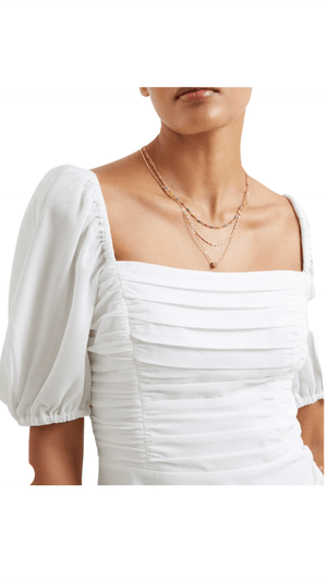 Afina Verona Ruched Midi Dress-Summer White FINAL SALE