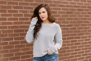Asymmetric Neck Sweater- Heather Grey