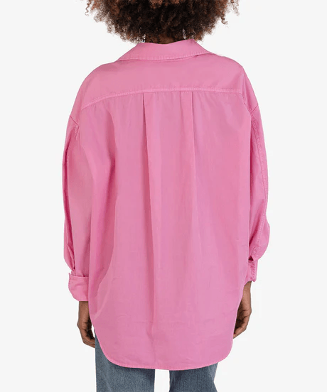 Tyra Oversized Button Down Shirt-Cherry Blossom