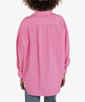 Tyra Oversized Button Down Shirt-Cherry Blossom