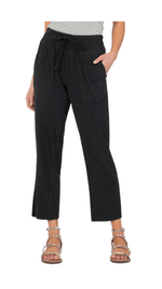 Sandra Smocked Drawcord Pant-Black