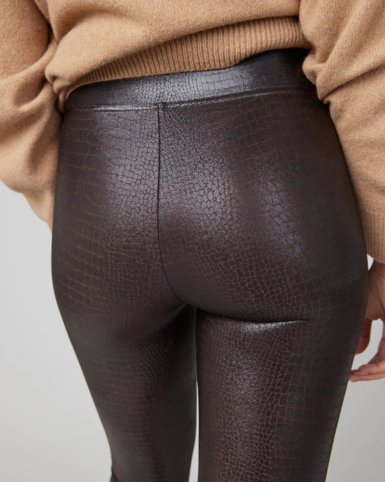 Croc Faux Leather High Waisted Leggings Stone –