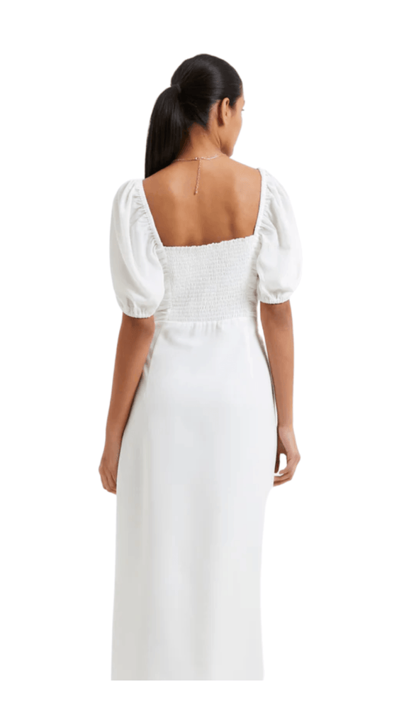 Afina Verona Ruched Midi Dress-Summer White
