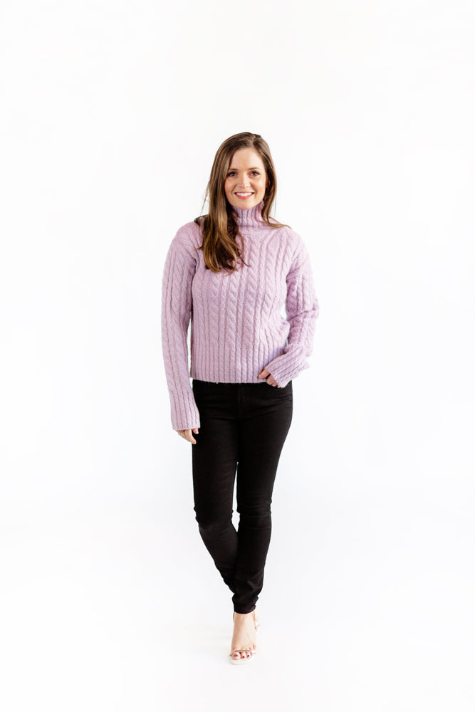 Jacqueline Cable Knit High Neck Jumper- Violet Tulle FINAL SALE