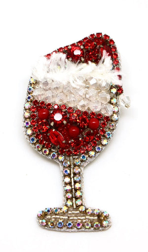 Wine+Santa Hat Earrings