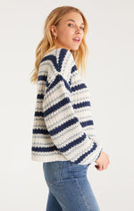 Solange Stripe Sweater- Midnight Blue
