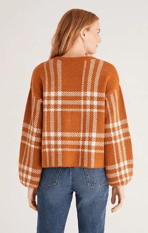 Solange Plaid Sweater- Whiskey