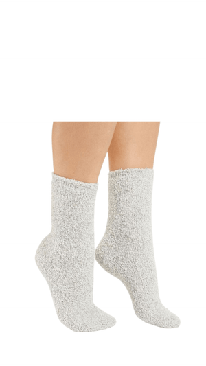 2 Pack Plush Socks- Heather Grey