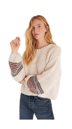 Solange Stripe Sleeve Sweater- Sandstone