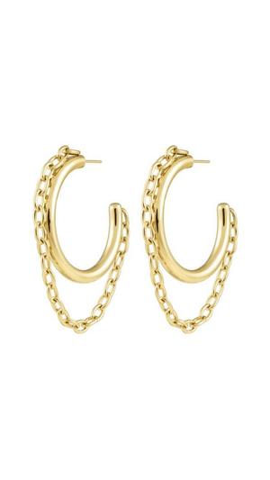 Gianna Chain Hoop Earrings- Gold