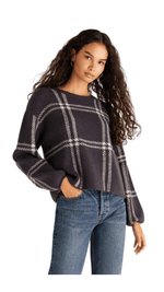 Solange Window Pane Sweater- Vintage Black