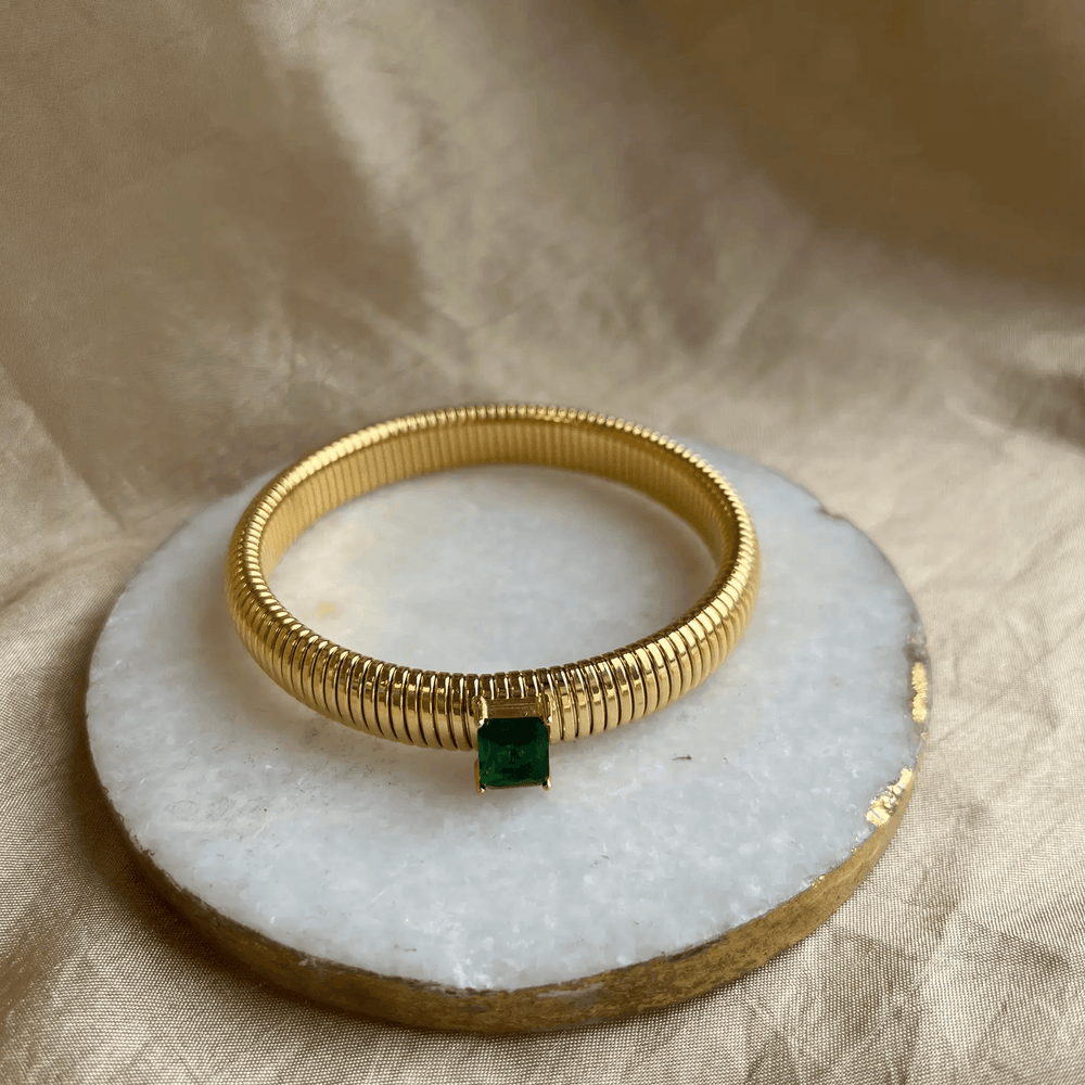 Serenity CZ Gold Bracelet- Emerald