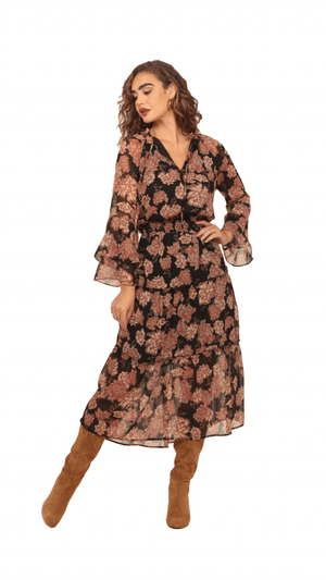 Tiered Chiffon Maxi Dress-Yelena