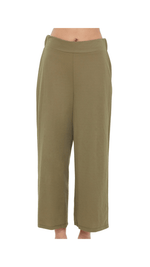 Elastic Waist Wide Leg Pant-Woodland Green