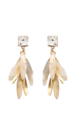 Crystal & Flower Earrings-Clear/Ivory