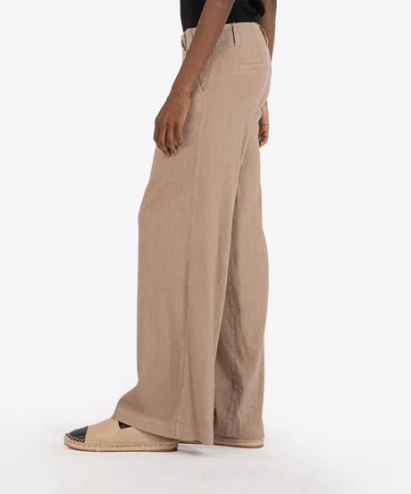 Meg Wide Leg Linen Pants-Khaki