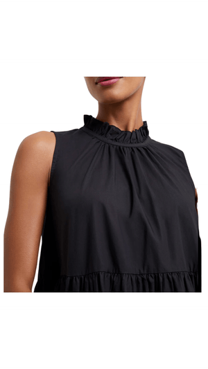 Rhodes Poplin Sleeveless Tiered Dress-Black
